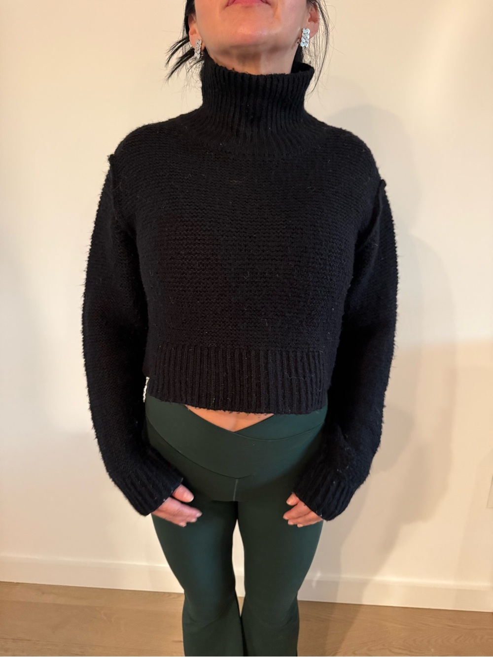 Elodie Black Cropped Turtleneck Sweater